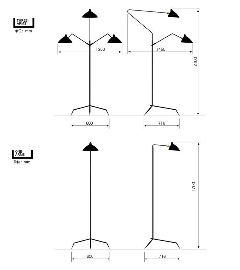 Serge Mouille 3-arm LED Floor Lamp