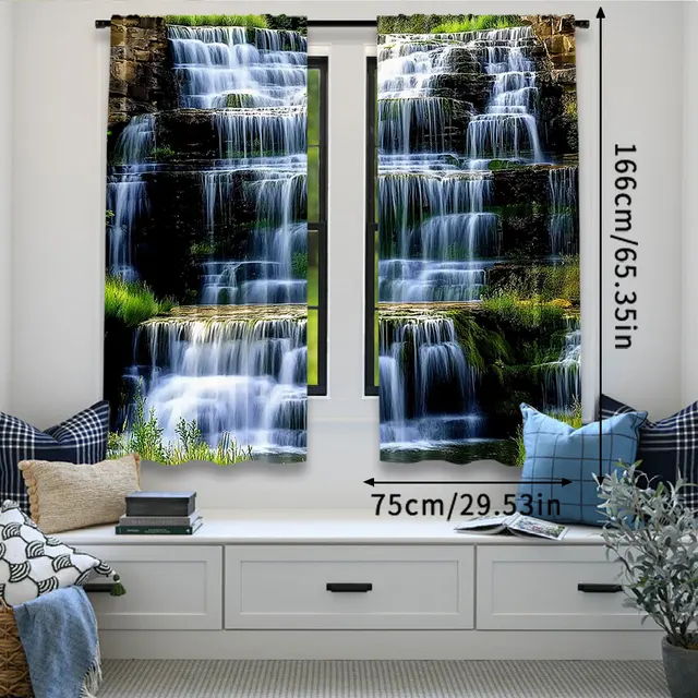 Tende paesaggistiche moderne da 2 pezzi con design a cascata adatte per soggiorno, sala da pranzo, cucina, camera da letto, bagno, sala studio 3
