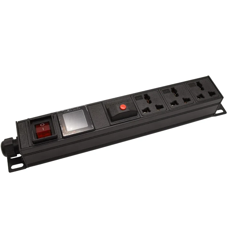 

PDU Power Strip Distribution Unit Cabinet 3 Way AC Universal Socket Overload Break Switch Ammeter configuration 2m Cord