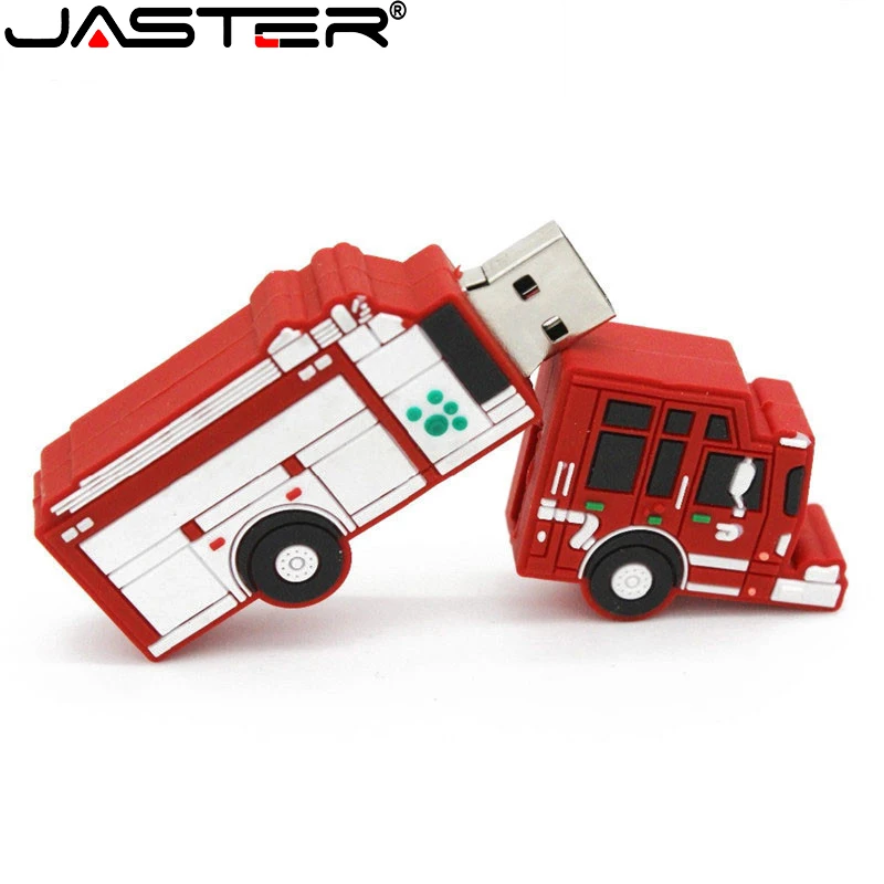 

JASTER Cartoon USB flash drive 128GB Toy Fire Truck Pen drive 64GB Waterproof USB stick 32GB Gifts for kids U disk 16GB 8GB 4GB