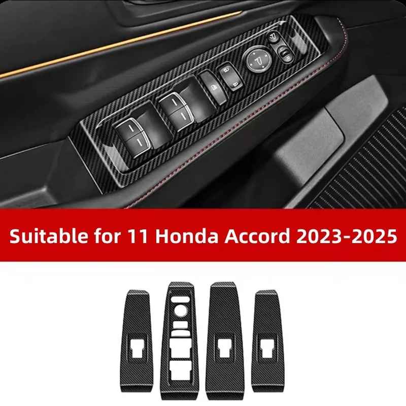 

Auto Interior Accessories Stainless Steel Carbon Fiber Brushed Design For 2023 Honda 11th Accord Gearboxes Window Raising Panels