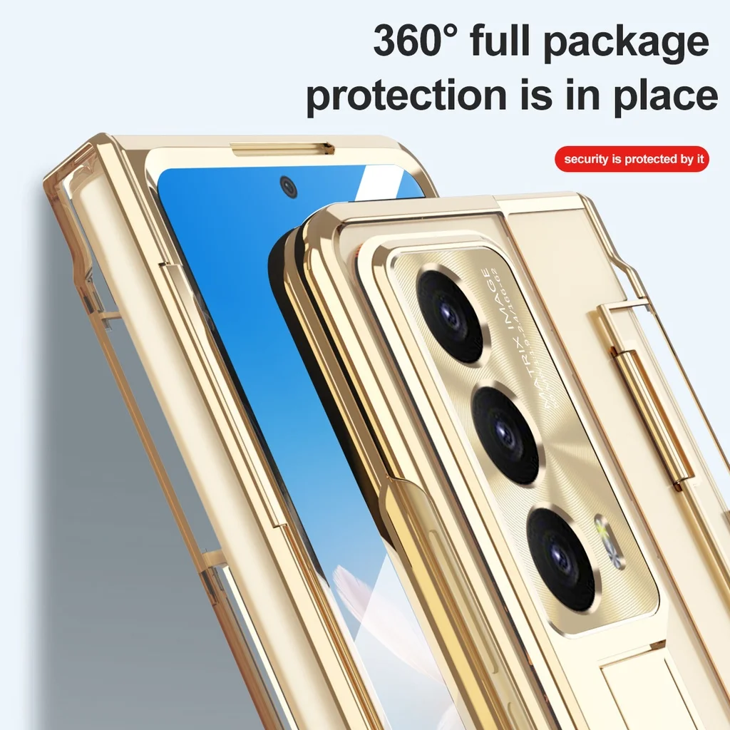 For Honor Magic VS2 Golden Armor Cover Leveling Hinge shield Case For Honor Magic VS2 Case Front Screen Glass Film 360 Full Case