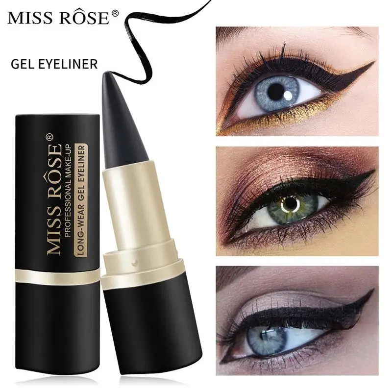 Черная Подводка для глаз Miss Rose, гелевая подводка, косметика, Водостойкая Подводка для глаз, карандаш, матовая водостойкая Выдвижная подводка для глаз, гелевая подводка