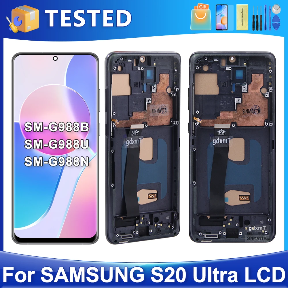 

ЖК-дисплей S20 Ultra для Samsung S20U G988 G988B/DS, дисплей с сенсорным экраном и дигитайзером в сборе, замена