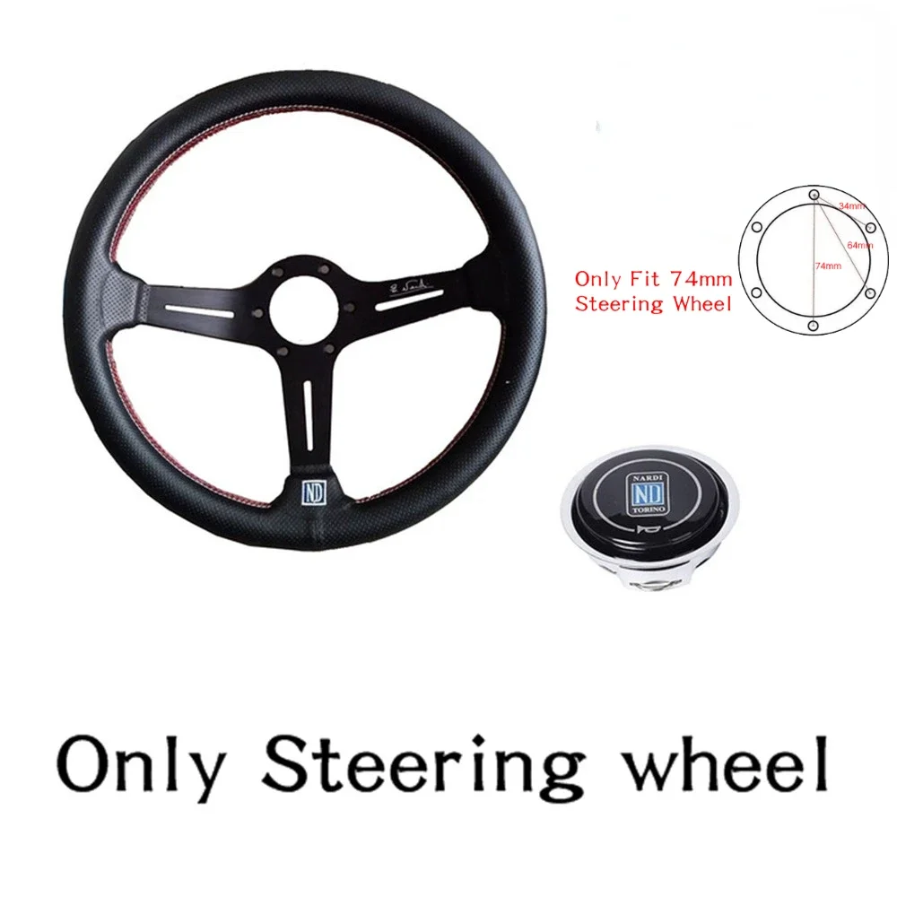 Racing Steering Wheel ND 14 Inch 350mm Universal Leather Auto Racing Steering Wheel Deep Corn Drifting Sport NARDI