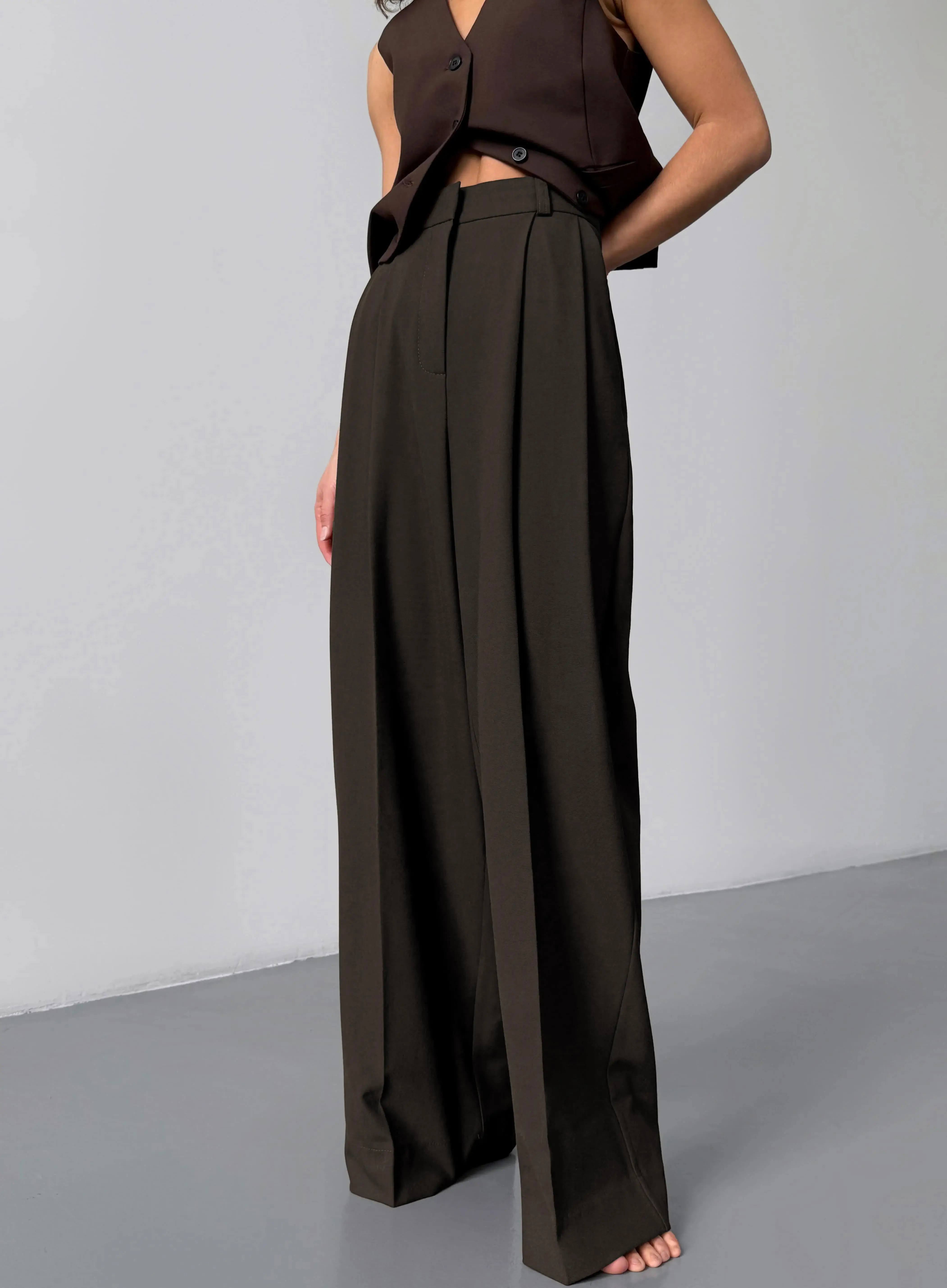 Bornladies Women's Wide Leg Pants Spring Summer New Solid Color Fashion High Waist Trousers Office Lady Chic Loose Suit Pants