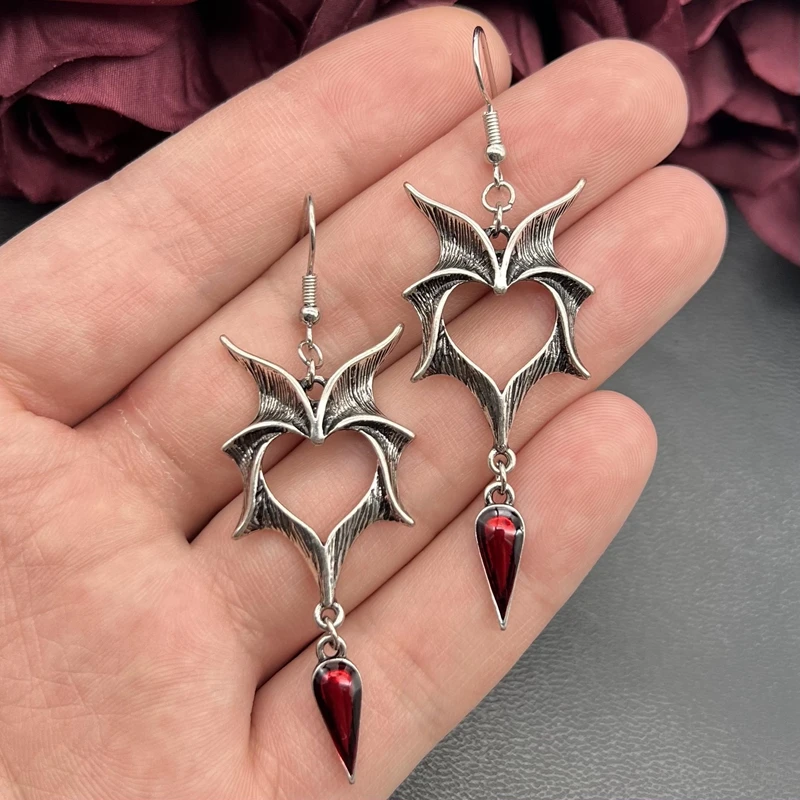 Orecchini A Cerchio A Forma Di Cuore Neri - Gotici, Emo, Grunge, Y2K In Acciaio Inossidabile, Regalo Donna