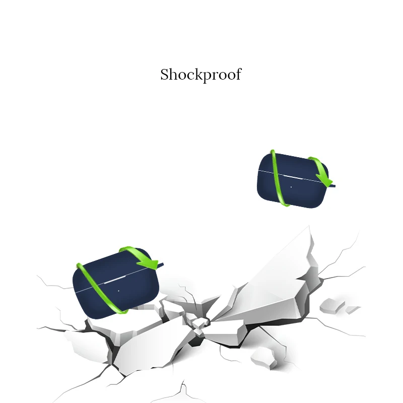 Shockproof Silicone Earbud Case with Carabiner - Slim Protective Cover