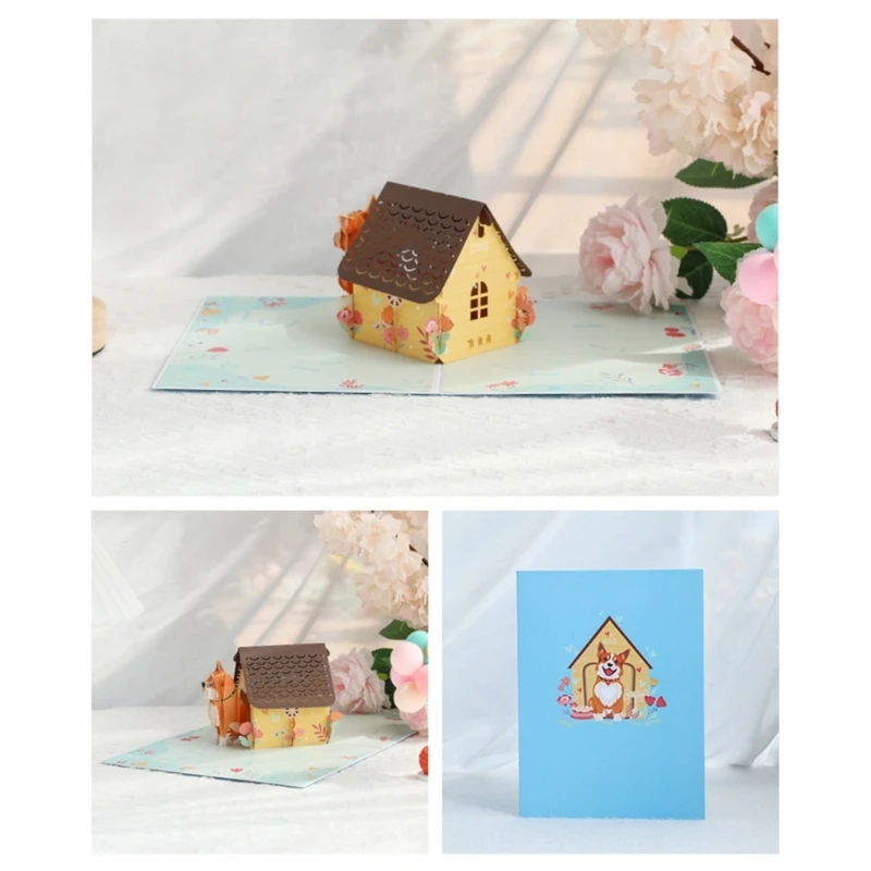 Elegant 3D Popup Pet Themed Greeting Card Birthday Wedding Anniversary Card