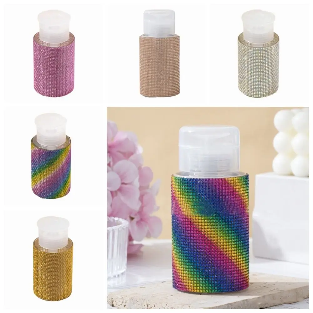 Sparkling Rhinestone Nail Refillable Bottles Creative Luxury Press Type Storage Bottle Empty Rhinestone