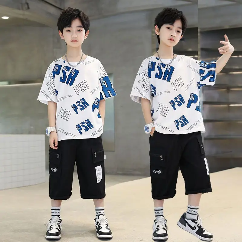

Summer Baby Boys Clothing Sets Tee T-shirt + Short Pants Casual Cotton Kids Girls Outfits Suits 5-14 Years Children Wear