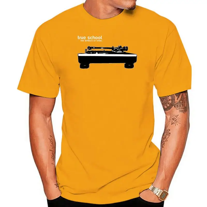 True School Wheels Of Steel T Shirt Classic Hip Hop Dj Technics 1200 Giradischi