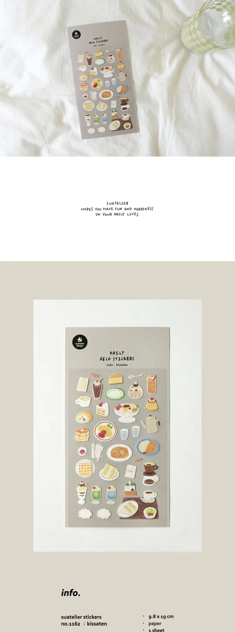 Korean Import Suatelier Dessert Afternoon Tea Cake Paper Stickers Scrapbooking DIY Diary Album Stick Stationery School Gifts