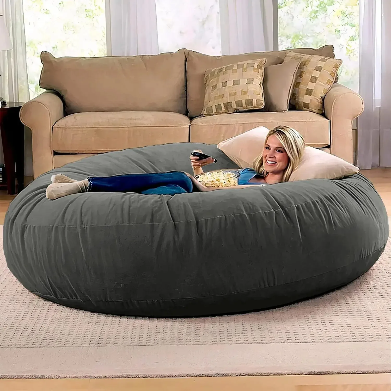 Jaxx 6 Foot Cocoon-Large Bean Bag Chair for Adults, Charcoal