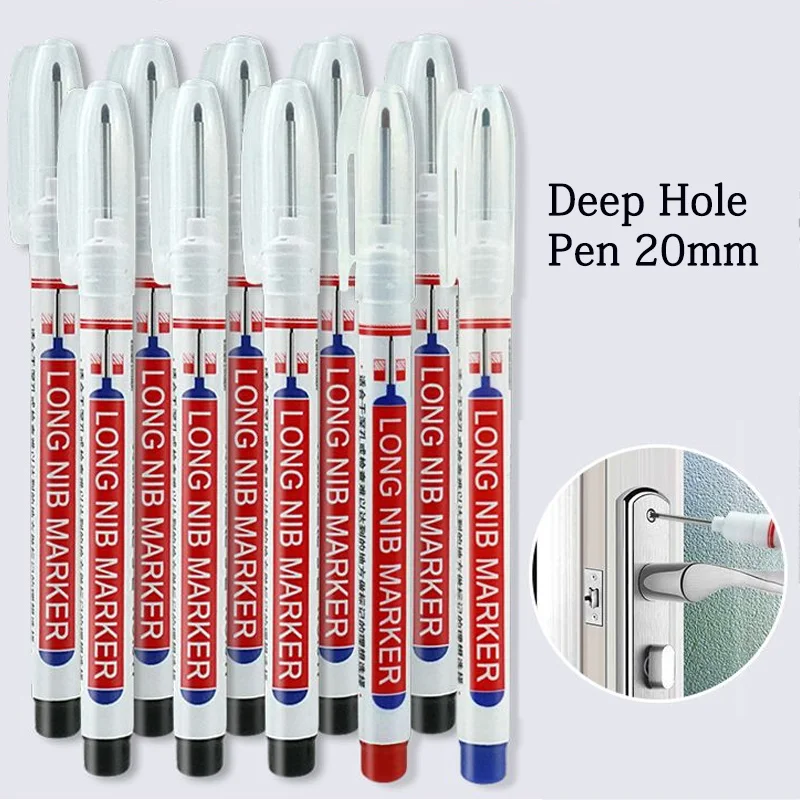 4pcs/Set Deep Hole Long Tip Head Thin Marker 20mm Nib Metal Pen Waterproof Bathroom Woodworking Decoration Multi-Purpose permanent marker pen marker pens permanent marker permanent markers paint marker pen markers pen long nib markers art markers paint pen art marker pen
