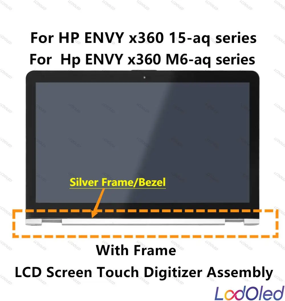 Display Lcd Fhd Da 15.6 ''Pannello Touchscreen Ltn156Hl07-301 Per Hp Envy X360 Serie 15-Aq + Cornice (Argento) 1920 X1080 30Pin 60Hz