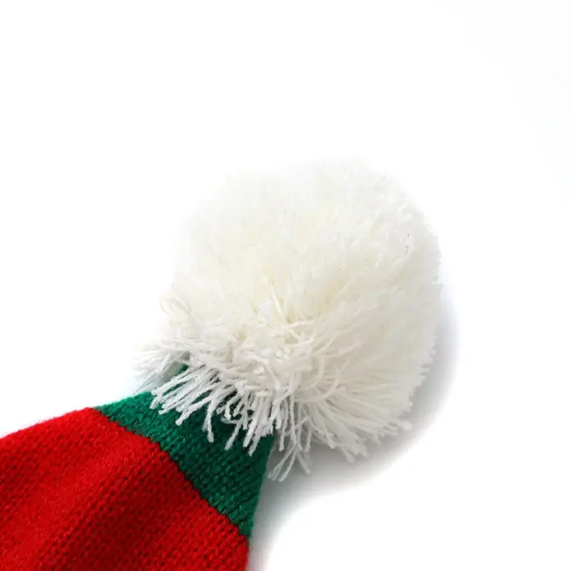 Christmas Elf Hat Beanie Crochet Winter Knit Green Wavy Stripes Skull Baby Kids 1-6 Years Cosplay Costume, christmas beanie hat