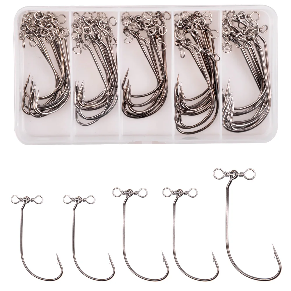 50Pcs Drop shot hooks with swivelinline Worm bait Drop Shot fishing