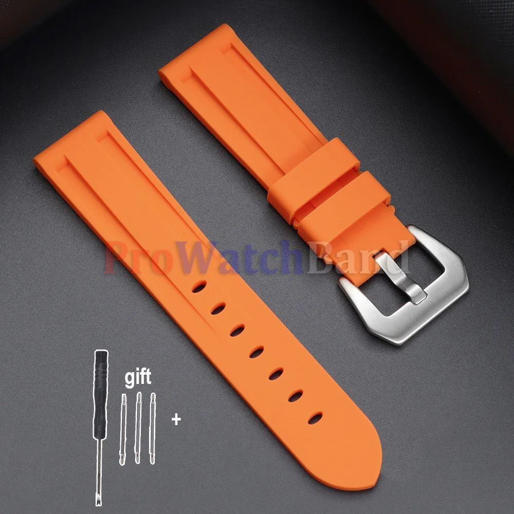 Stitched Sports Silicone Watch Band in Blue and Yellow - Soft Rubber Strap