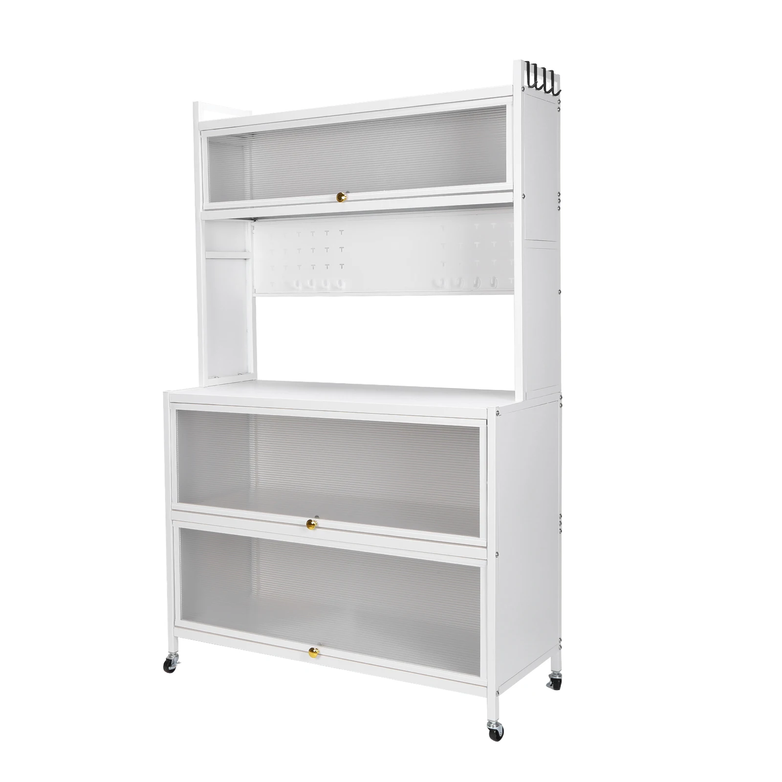 Wheeled Sideboard Kitchen Rack Wear Resist Metal Cabinet Organizer Rust Proof Multi-Layer Floor Storage Cabinet for Home Kitchen