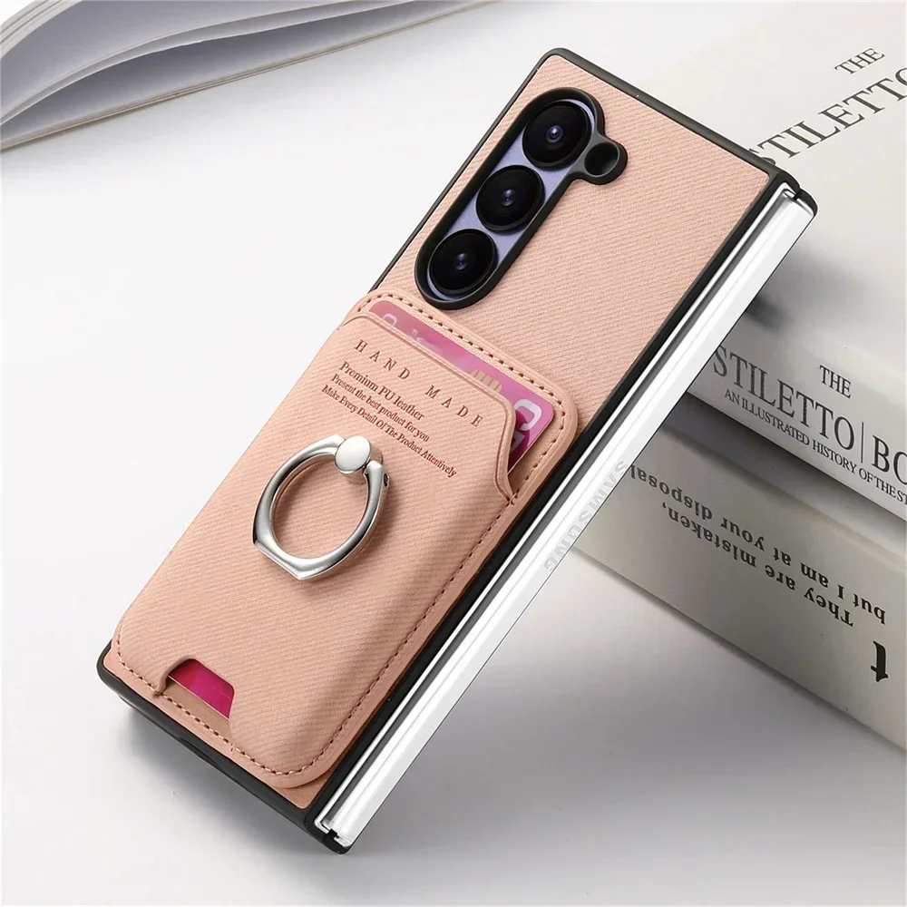 Detachable Magnetic Leather Wallet with Card Holder and Bracket Cover