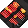 10 Piece VDE 500V Insulated Screwdriver Set Magnetic Electrician Interchangeable Head Slotted Phillips Torx Tool with Pouch
