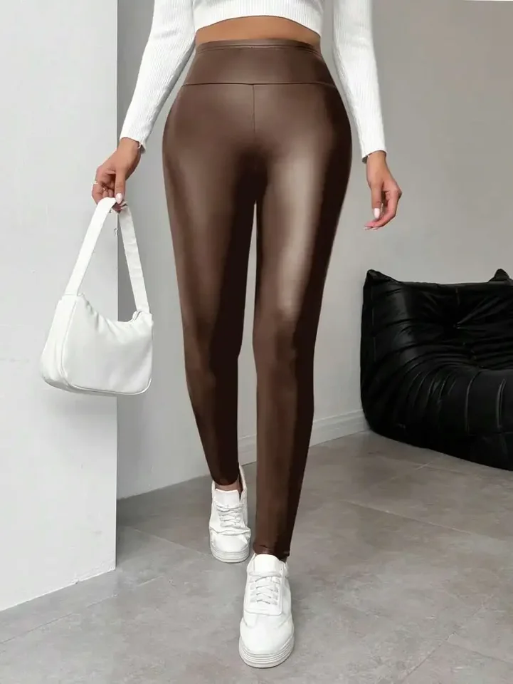 Warm Faux Leather Thermal Lined Skinny Leggings
