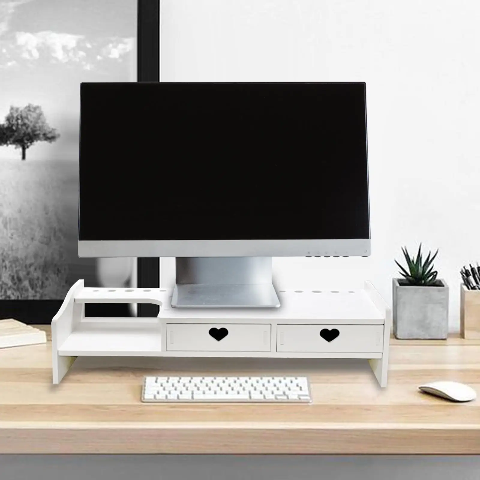 מעמד למסך מחשב מוגבר מדף מארגן שולחן אחסון מקלדת מחזיק למסך מחשב לחלקי מסך