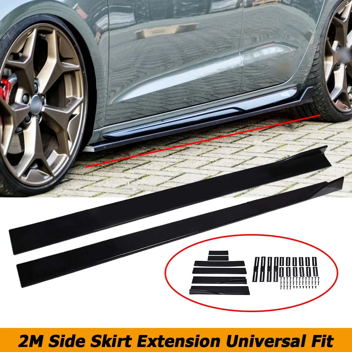 Gonna Laterale 2M Universale Per Audi A3 A4 A5 A6 A7 A7 A8 Rs5 Rs6 Rs7 S3 S4 Kit Di Estensione Splitter Grembiule Labbro Winglet Accessori Auto