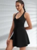 Womens V Neck Tennis Dress with Pocket Underneath Workout Dress Built-in Shorts Athletic Dresses Golf Dress Exercise Dress 1