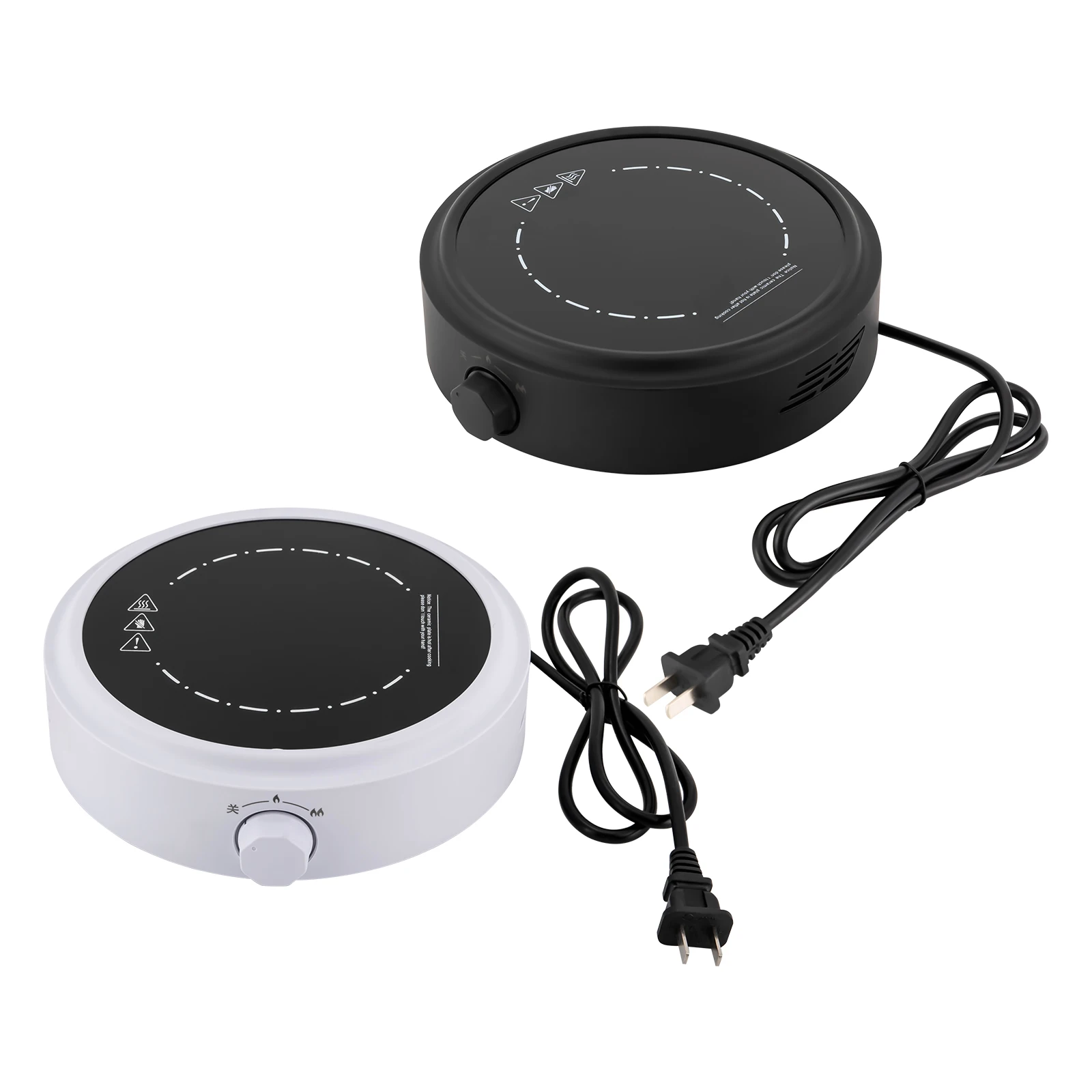 Electric Mini Stove, Portable Hot Plate, 800W, 110V, for Boiling Water, Making Tea and Coffee, Black and White