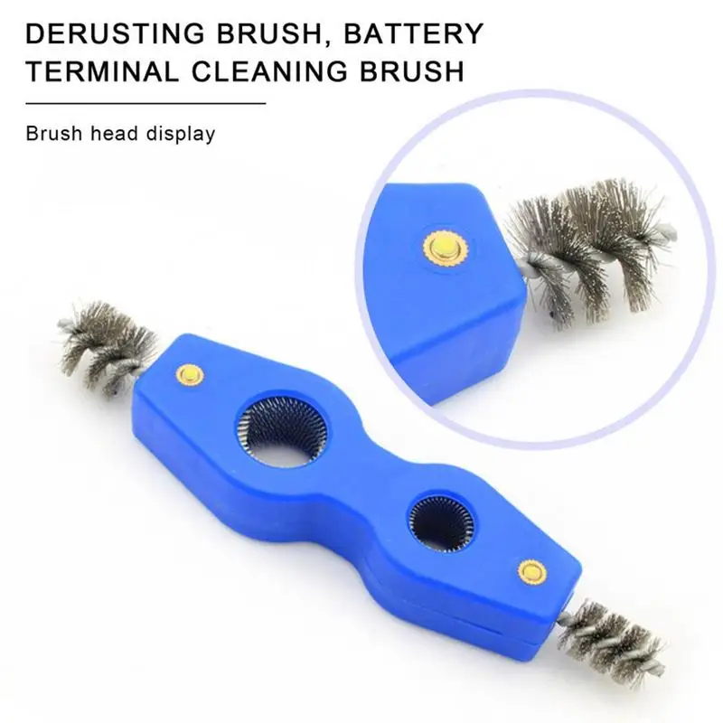 Wakauto Car Battery Brush Battery Terminal Cleaning Brush, 4 in 1 Steel  Wire Brush Heads for Battery Terminals Machine Parts Cleaner Tool