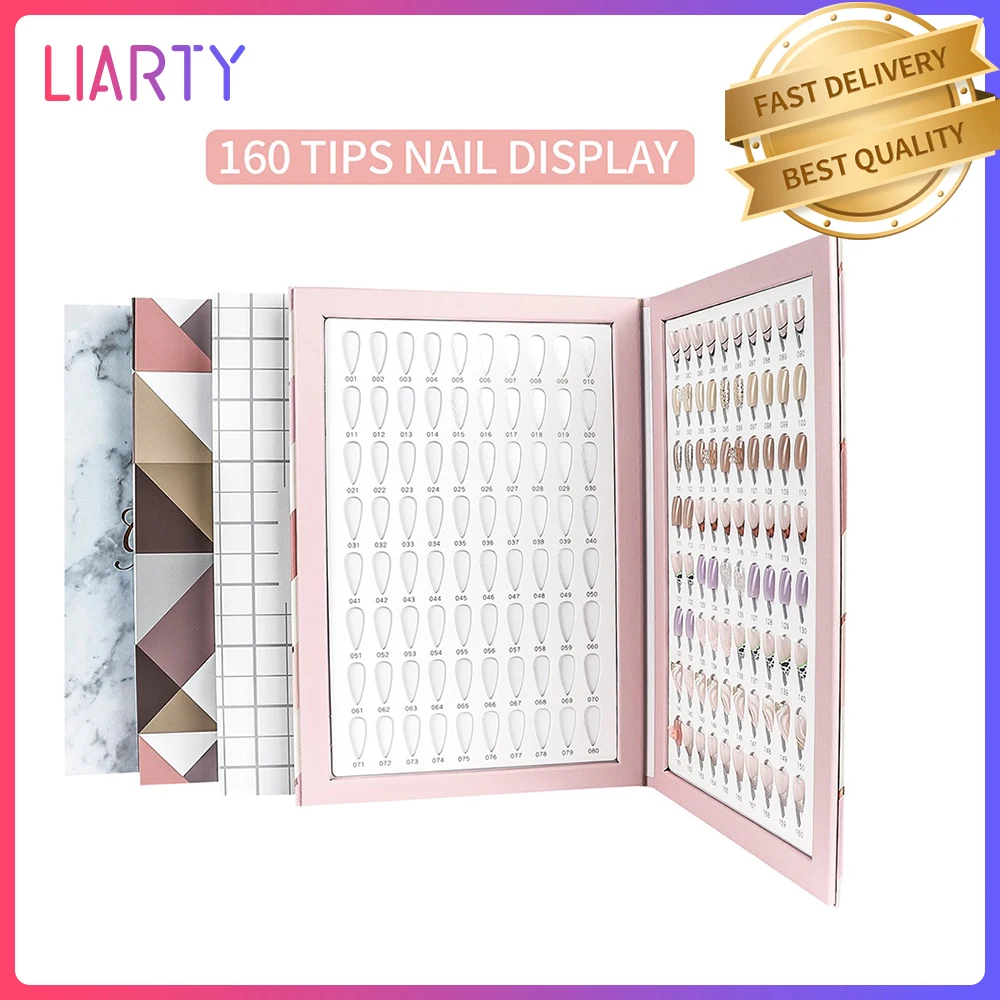 160 Pcs Nail Color Display Book DIY Nail Gel Polish Color Display Board Nail Art Showing Card Stand Nail Tips for Nail Art Salon