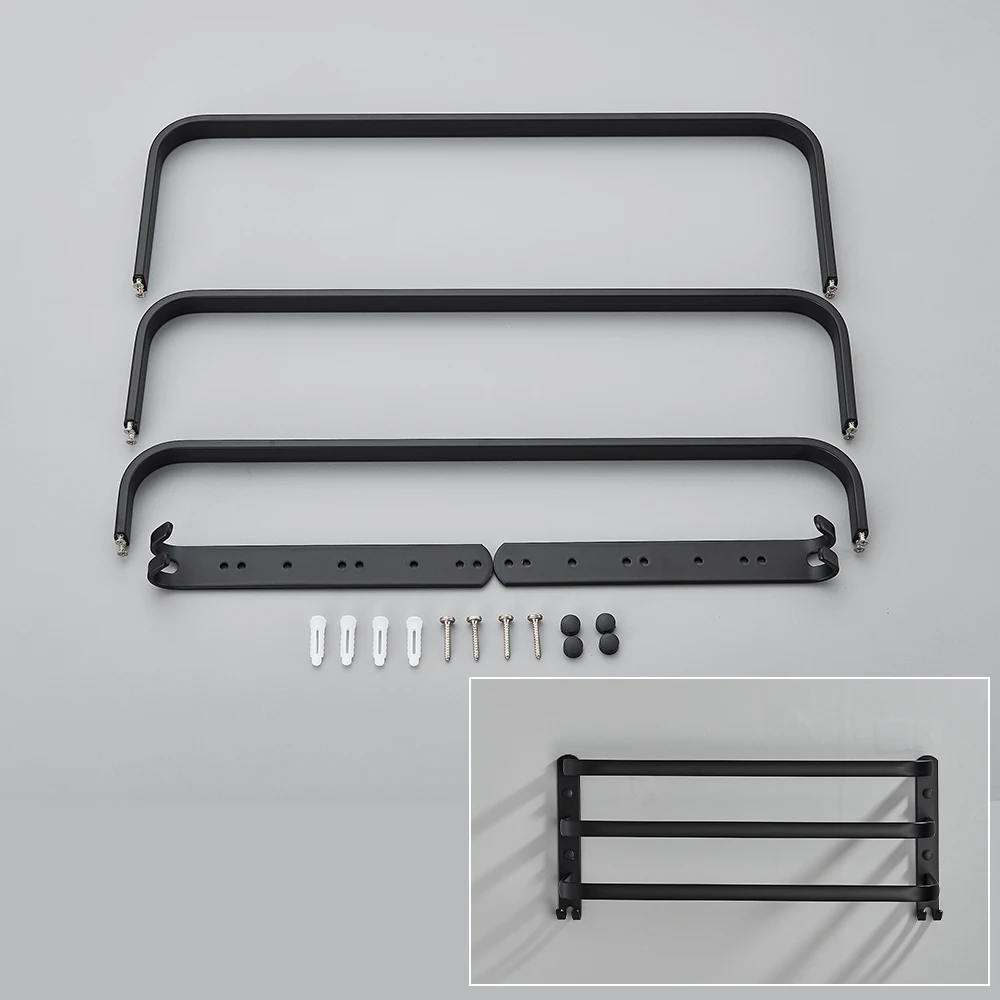 Matt Black Bathroom Accessories Kit Gold Stainless Steel Hardware Set Shelves Roll Toilet Paper Holder Robe Hook Towel Rail Rack