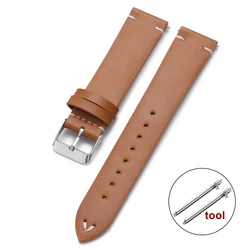 Elegant Leather Watch Strap with Metal Buckle - Universal Fit - 22mm (Light Brown)
