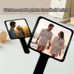 Personalized Black Handheld Makeup Mirror with Custom Photo Design (2pcs)