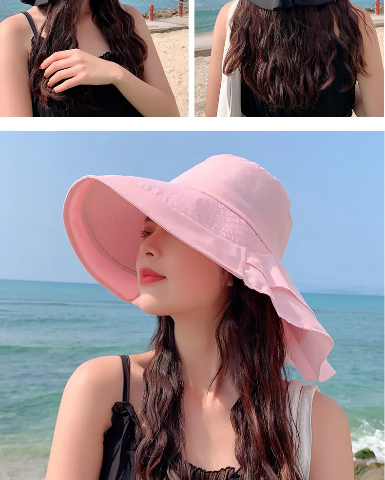 Sun Hat With Uv Protection And Neck Flap Wide Brim Beach Cap_voghion.com