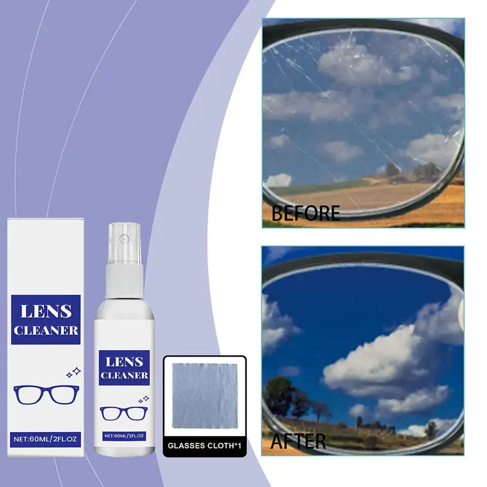 60ml Lens Cleaner Glasses Sunglasses Eyeglass Cleaning Supplies Eyewear Accessories Spray Cleaner Solution Glasses Bottle H B6i8