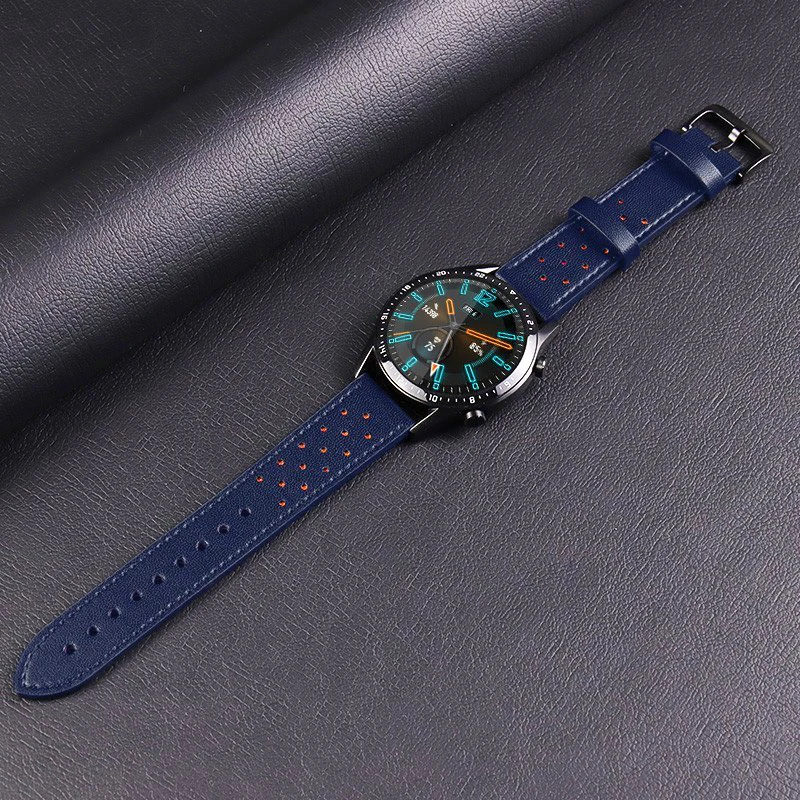Leather Hole Band for Samsung galaxy watch 5/pro/4/Classic/Active 20/22mm Genuine bracelet Huawei gt/Amazfit gts-gtr-3-2e strap