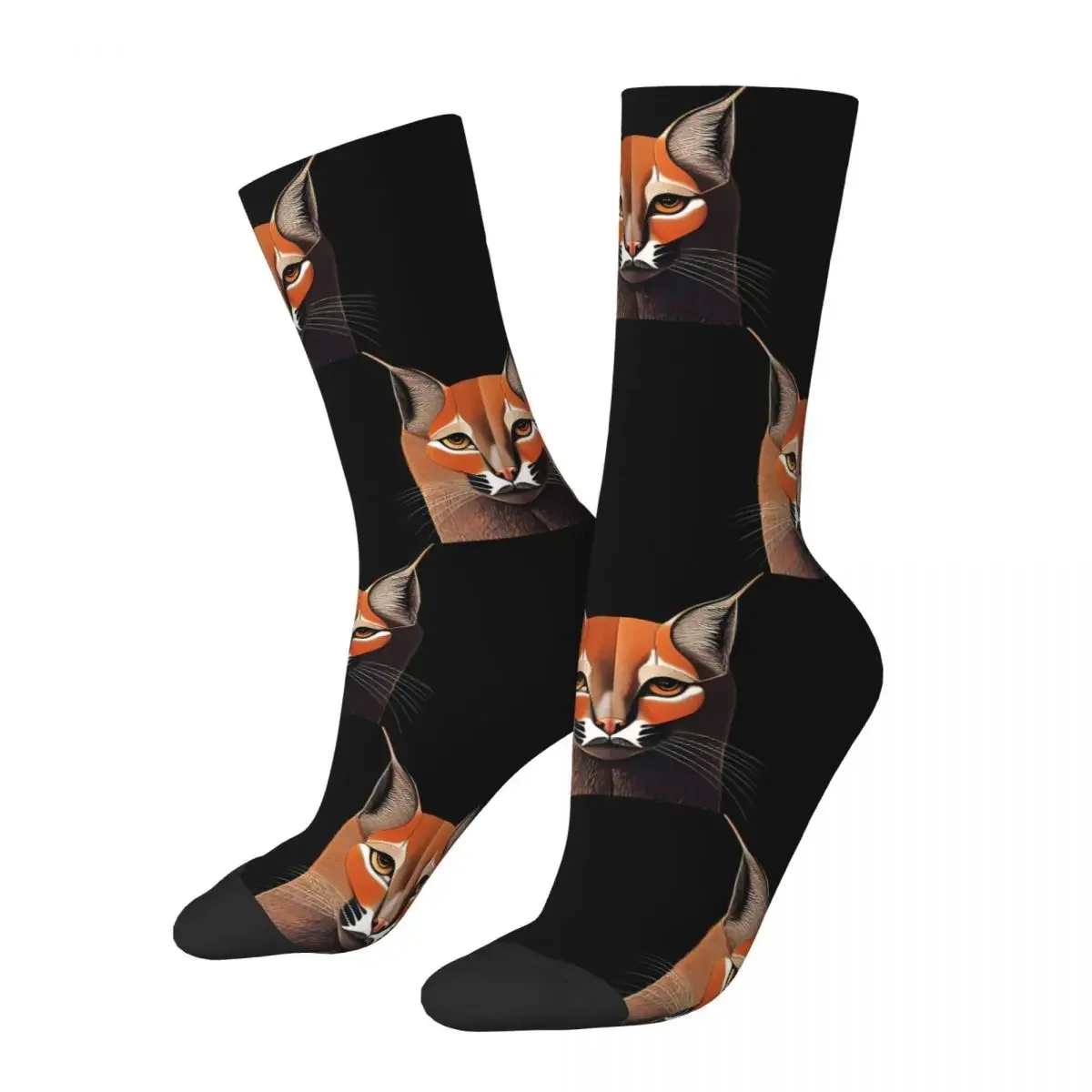 

Hip Hop Vintage Caracal Portrait Crazy Men's Socks Big Floppa Anime Harajuku Printed Funny Happy Breathable Crew Sock Gifts