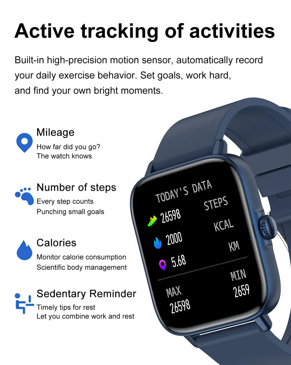 T46S Men's Smart Watch Sports Fitness Tracker Bluetooth 5.0 Call Watch Heart Rate Blood Pressure Monitoring Waterproof Bracelet