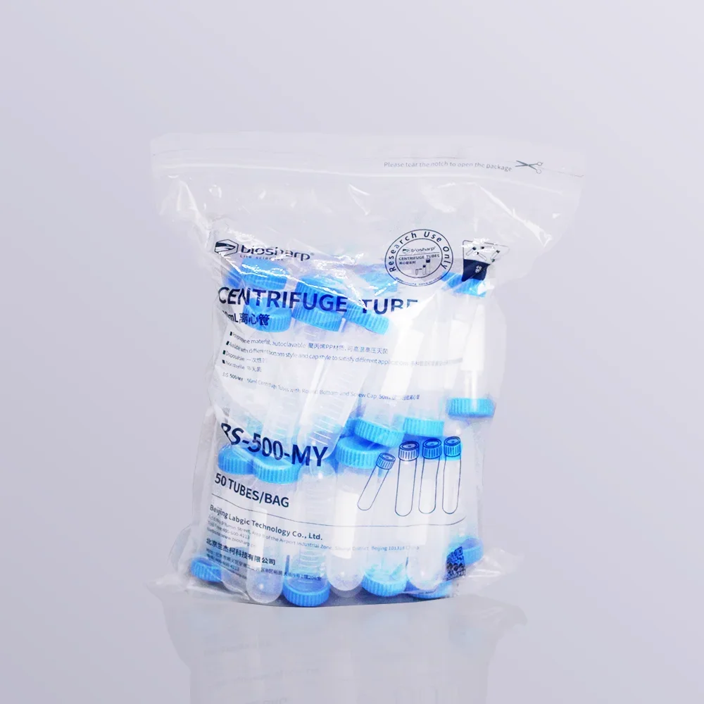 Biosharp Centrifuge Tube Screw Round Bottom Plastic Test Tubes with Scale Lab Sample Analysis Bottle 10ml 15ml 50ml 100ml