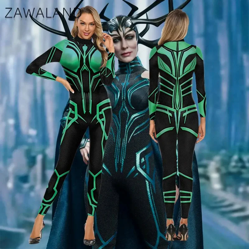 

Zawaland 3D Digital Printed Sexy Spandex Bodysuit Cosplay Long Sleeve Party Women Costume Jumpsuits Whole Zentai Cosplay Suit