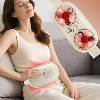 Electric Abdominal Massager Bian Stone Kneading 2-Level Heat Fat Burner 3-Intensity Modes Anti-Cellulite Belly Shaking Remover 1