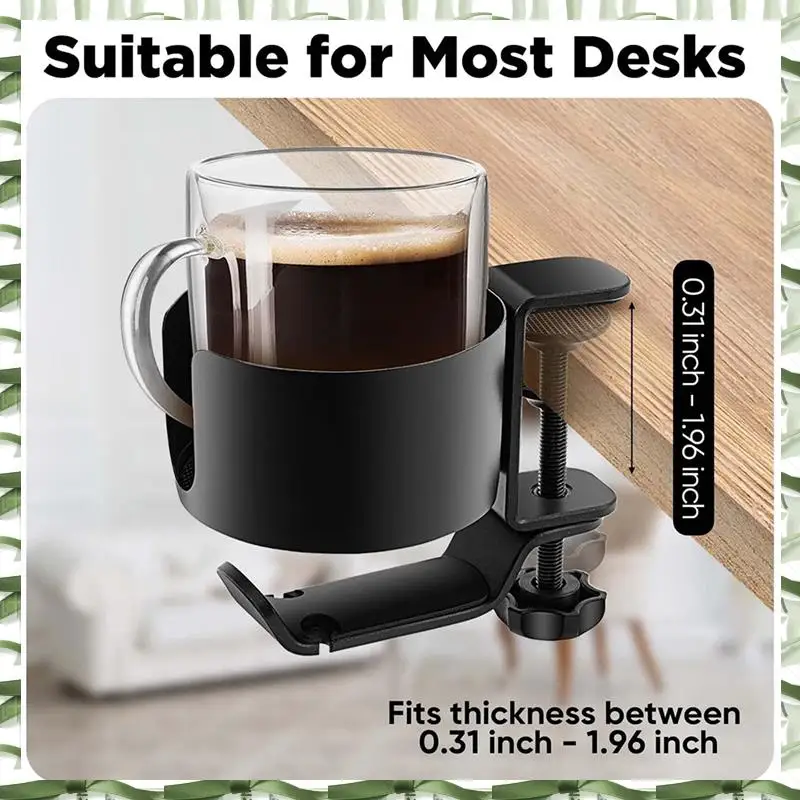 Professional Tool 2 In 1 Desk Cup Holder With Headphone Hanger Spill Resistant Cup Holder For Desktop Coffee Cup/Bottle/Earphone