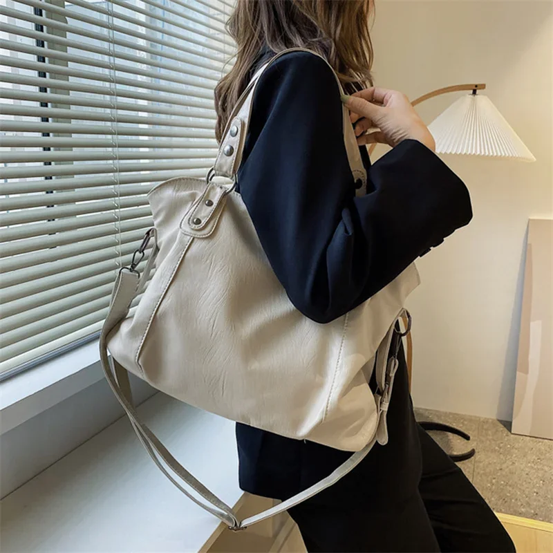 Grand Sac à Main à Bandoulière en Cuir Souple pour Femme, Sacoche de Grande Capacité, Fourre-Tout de Voyage pour Dame