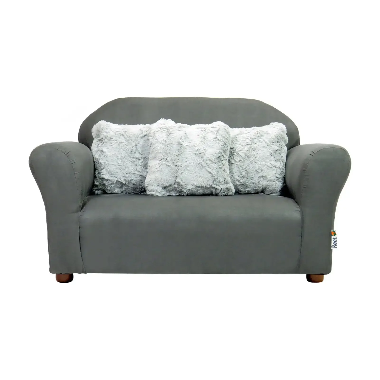 

Plush Kids Sofa with Accent Pillows - Charcoal