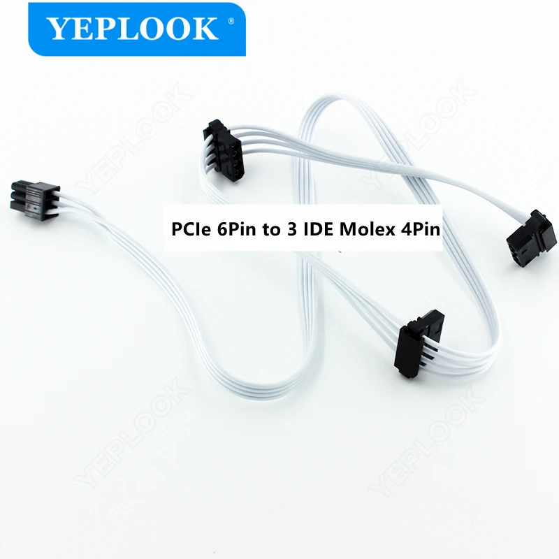 White-6Pin-to-3x-Molex-PATA-IDE-4Pin-Fan-Power-Supply-Cable-for-Corsair ...