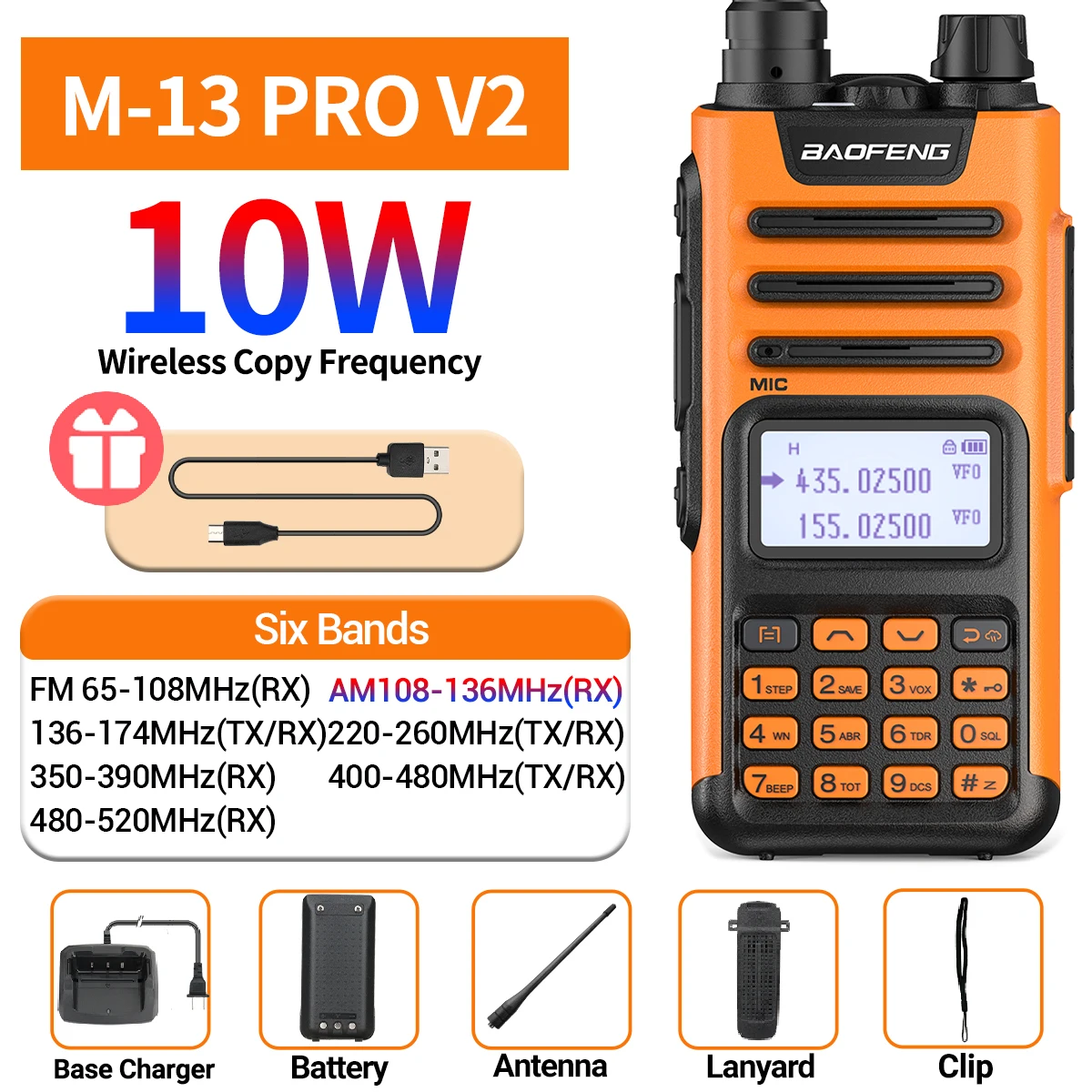 High Power Multi-Band Walkie Talkie with Type C Charger and Long Range Capability