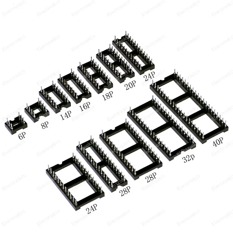 115pcs 12Values Round Hole Socket Assorted Kit Connector DIP6 DIP8 DIP14 DIP16 DIP18 DIP20 DIP24 DIP28 DIP40 Pin Sockets set